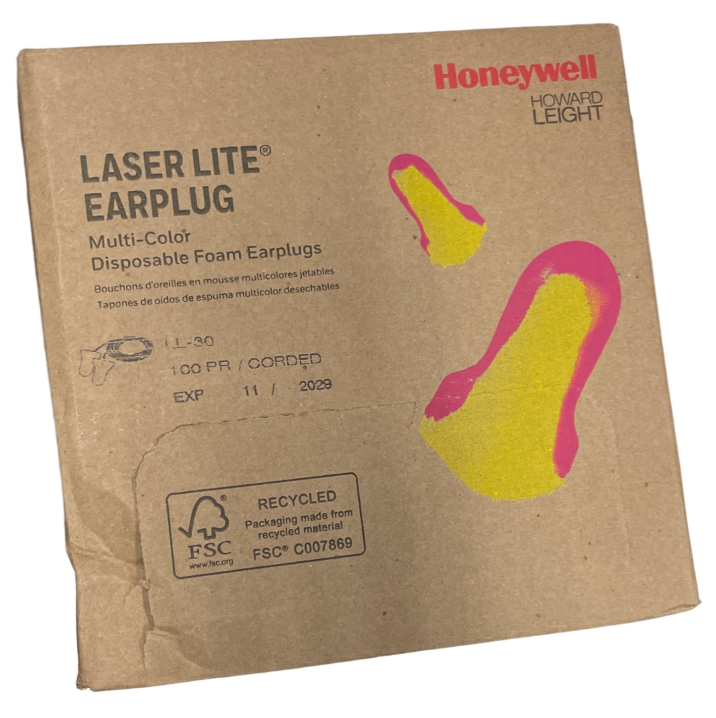 HONEYWELL HOWARD LEIGHT LL-30 Laser Lite Disposable Corded Earplugs, Foam,