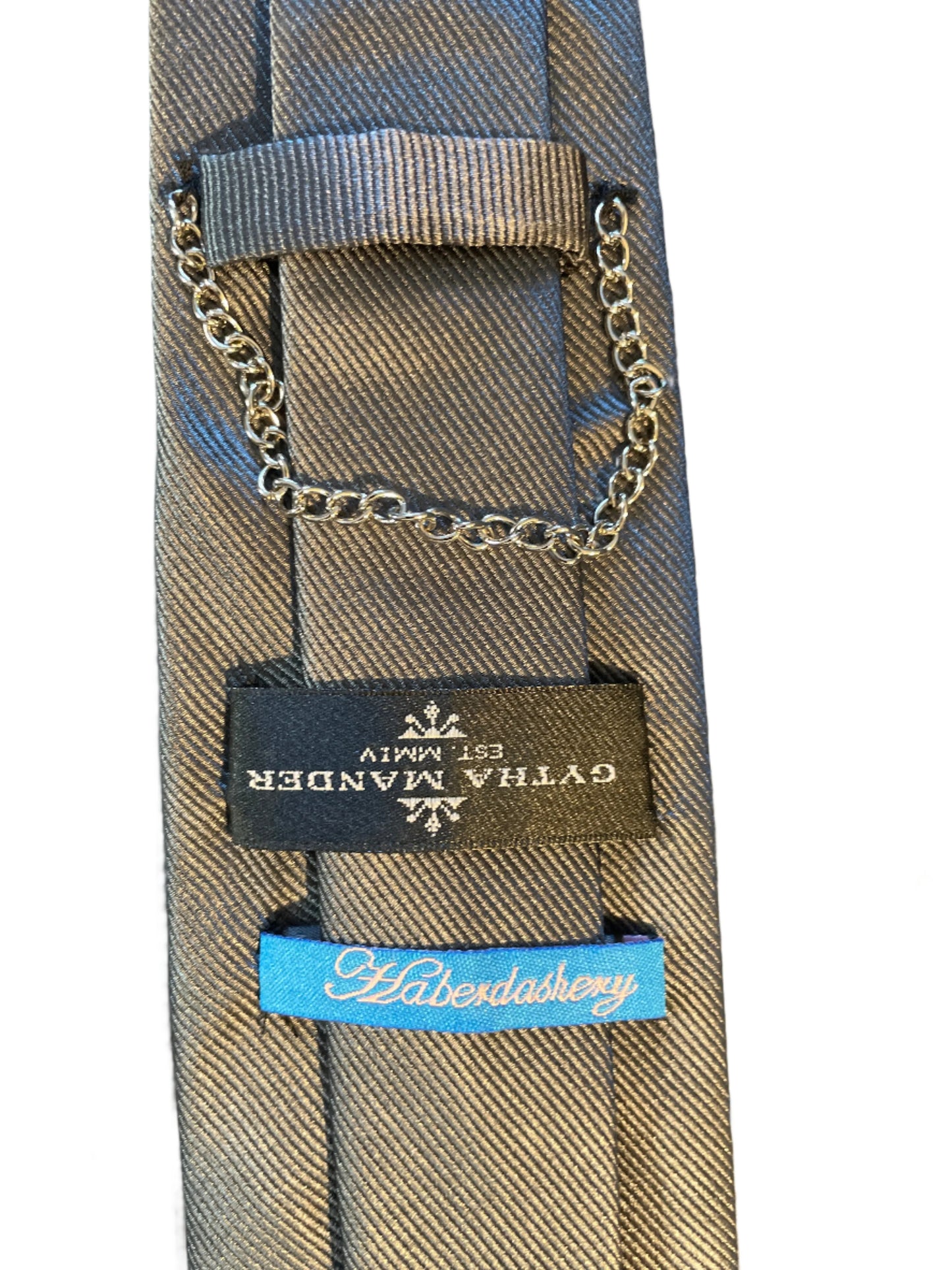 Gytha Mander Haberdashery Tie - Size: Tall / Color: Dark Grey / Pattern: Ribbed