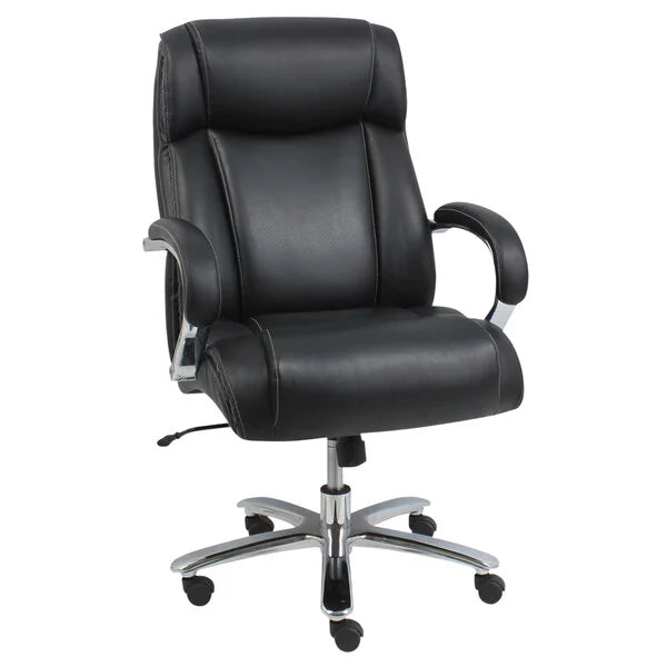 Alera Big and Tall Chair, Leather, 20-1/4" to 24-1/4" Height, Padded Arms, Black, Chrome