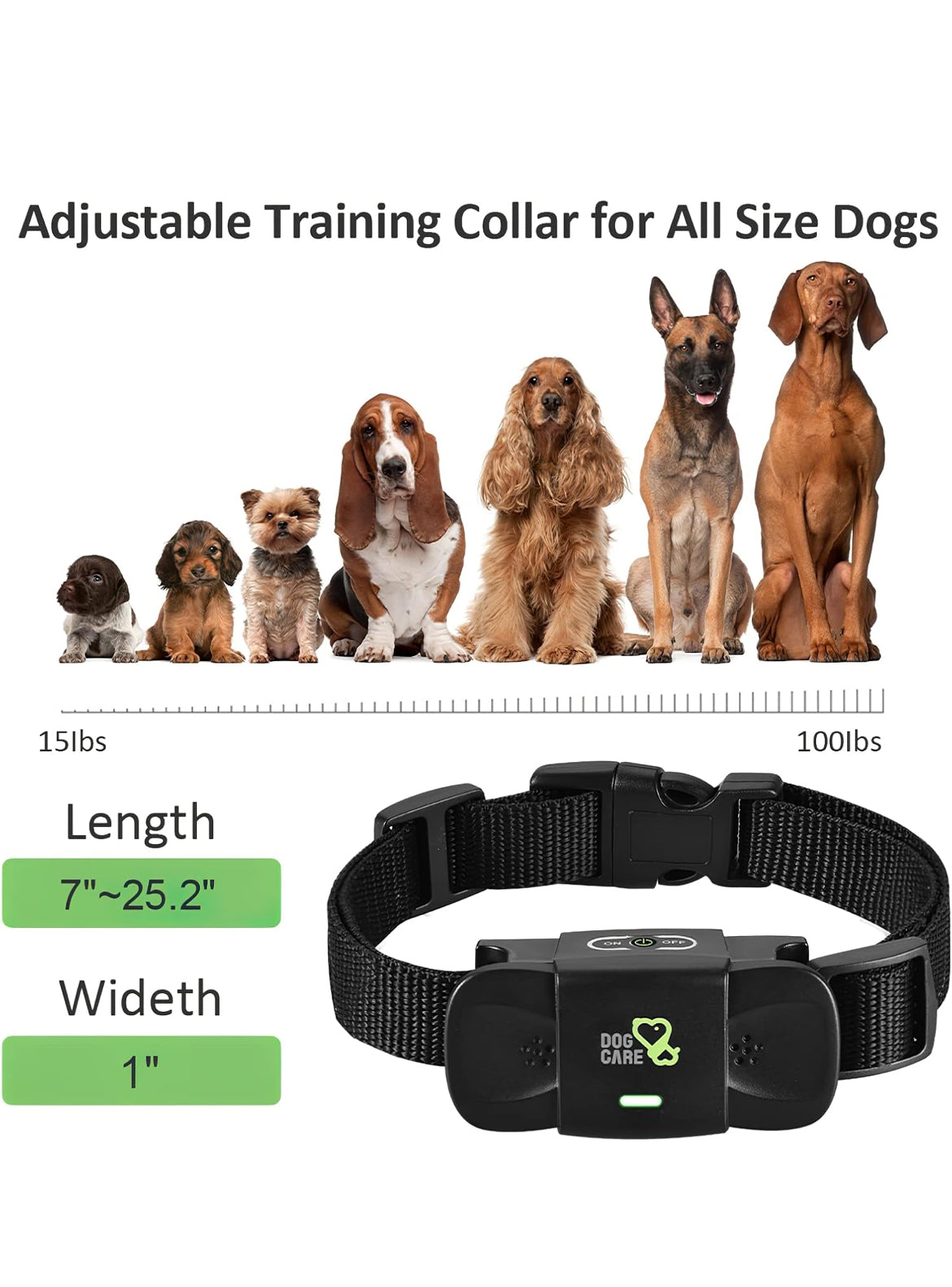 Dog Care Shock Collar Receiver for Medium Large Dog, Long Remote Range (Remote not included)