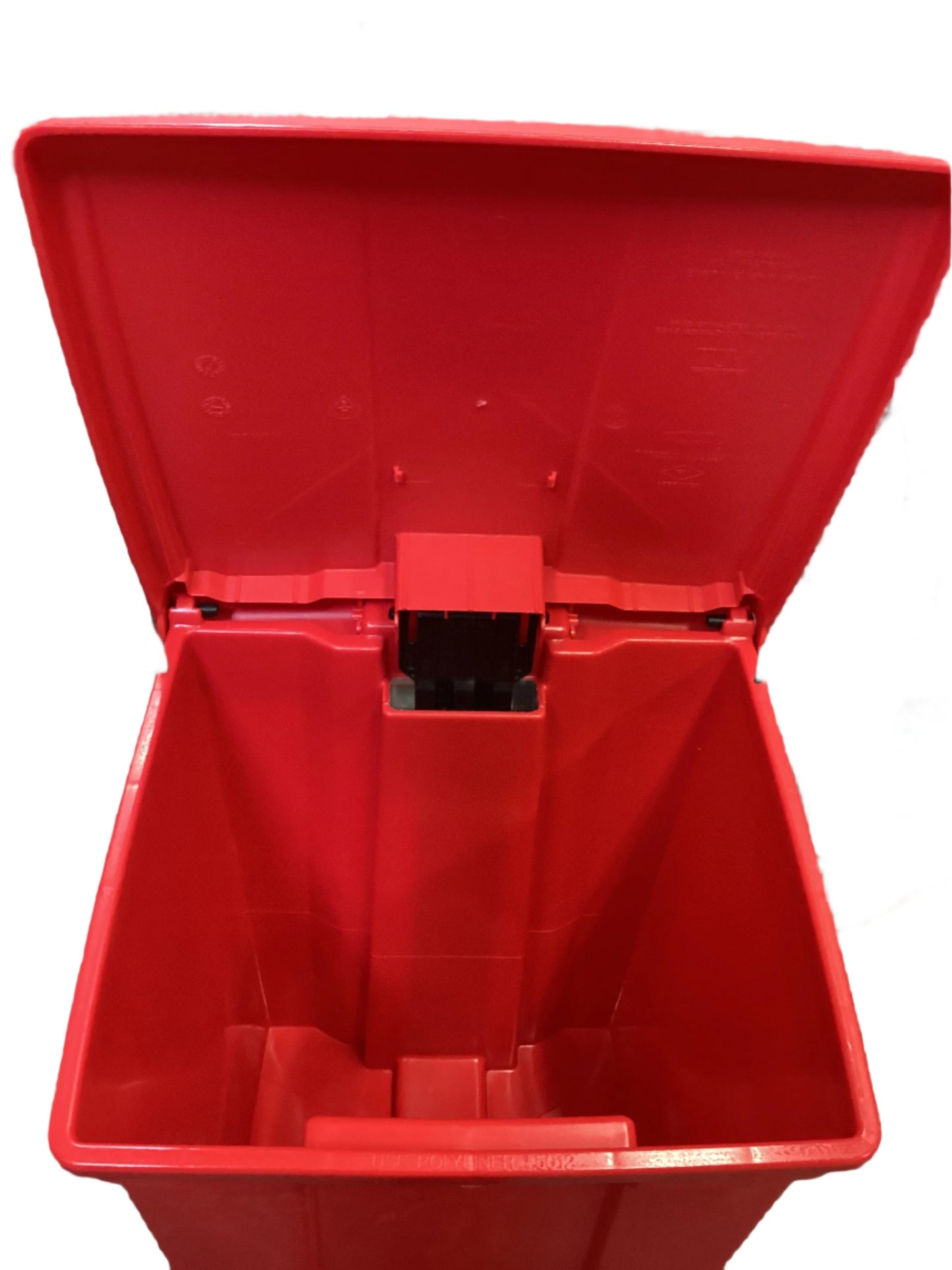 Rubbermaid Commercial Step-on Waste Container, Plastic, 12 Gal, Red