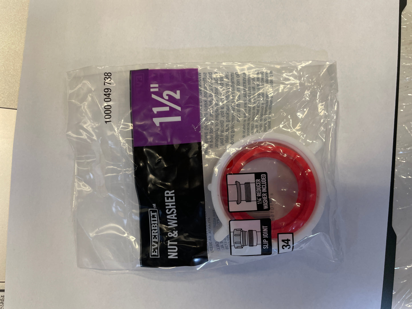 EVERBILT Nut & Washer | 1.5" | Mpdel: S316C1224