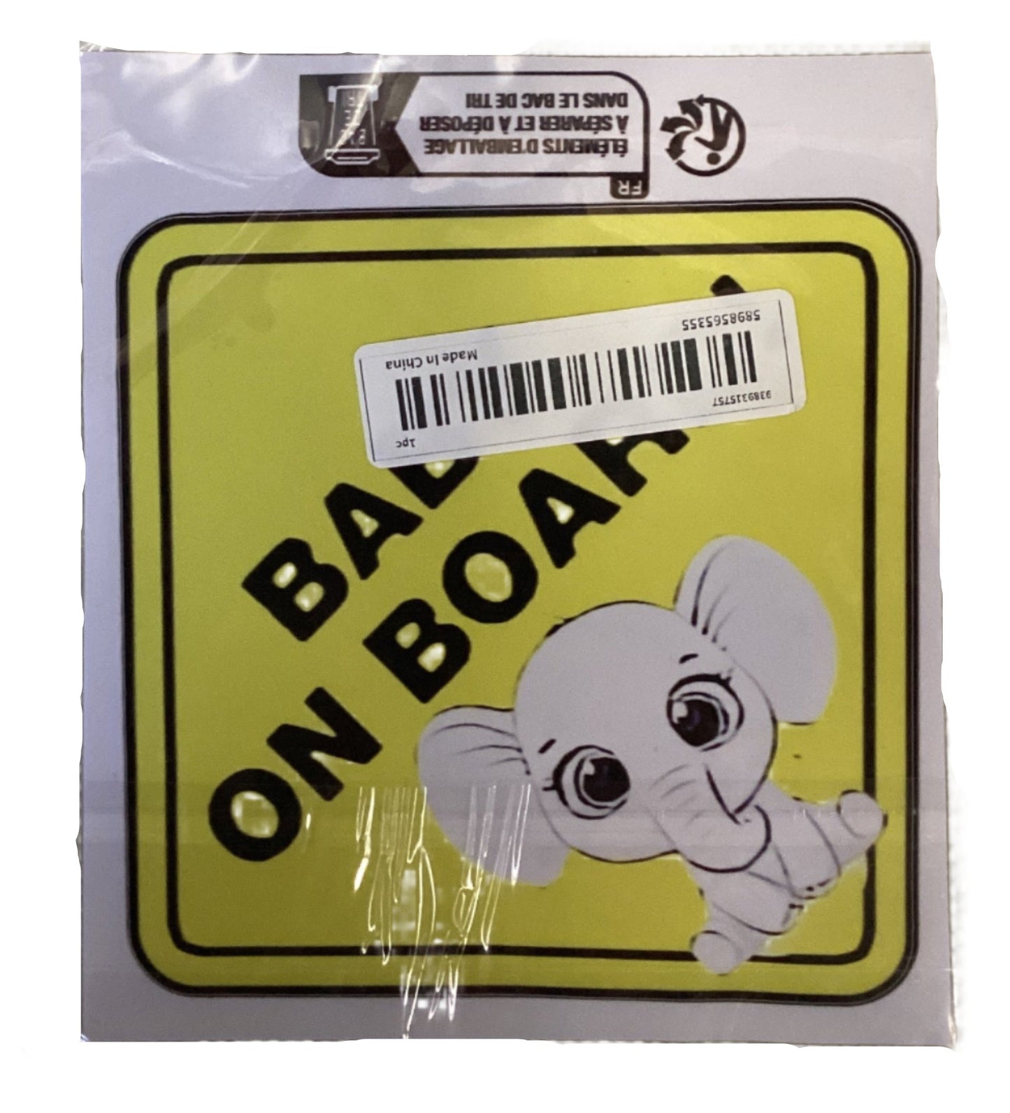 Baby On Board Elephant Car Window Sticker