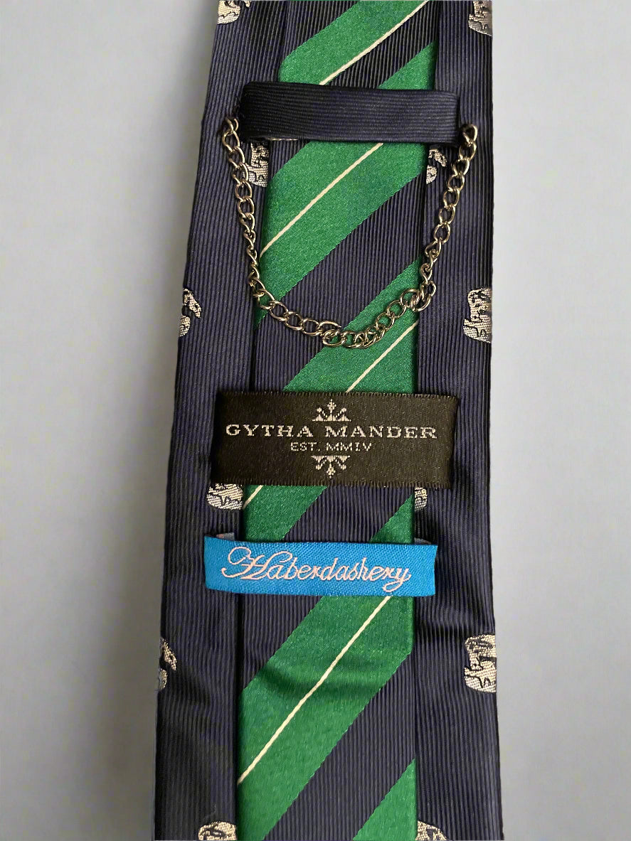 Gytha Mander Haberdashery Tie - Size: Tall Color: Green/Navy Blue Pattern: Silk w/Polar Bear Design