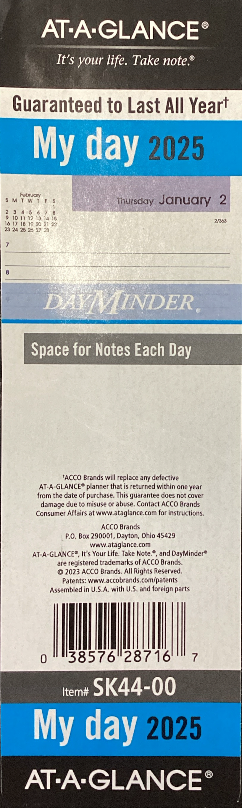 2025 at-a-glance; DayMinder Daily Appointment Book Planner, 5x8