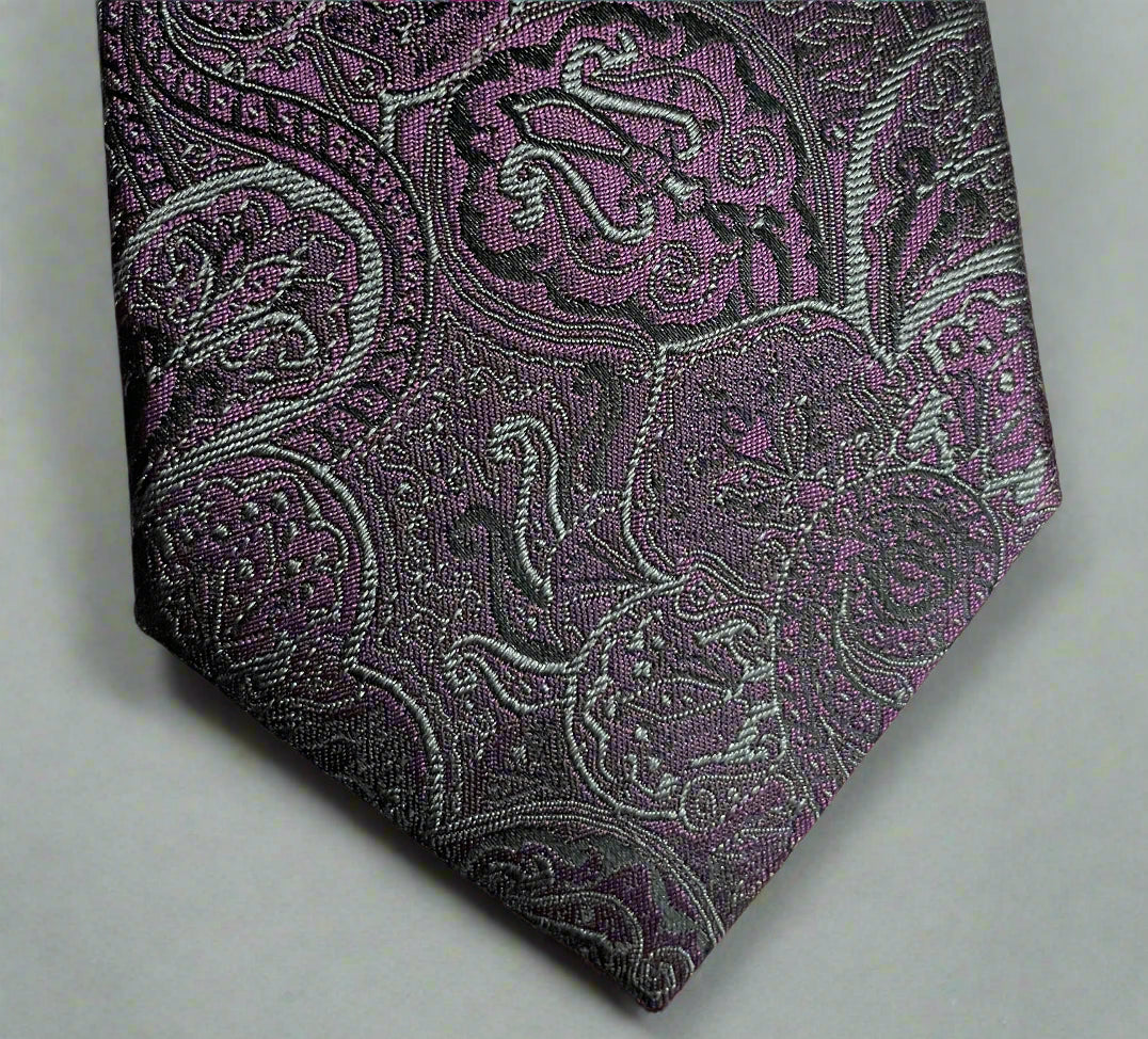 Gytha Mander Haberdashery Tie - Size: Tall / Color: Dark Violet / Pattern: Silk w/customed design