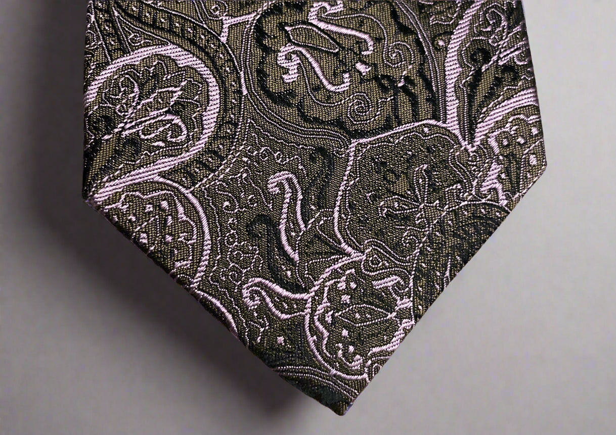 Gytha Mander Haberdashery Tie - Size: Tall / Color: Violet / Pattern: Silk w/Paisley