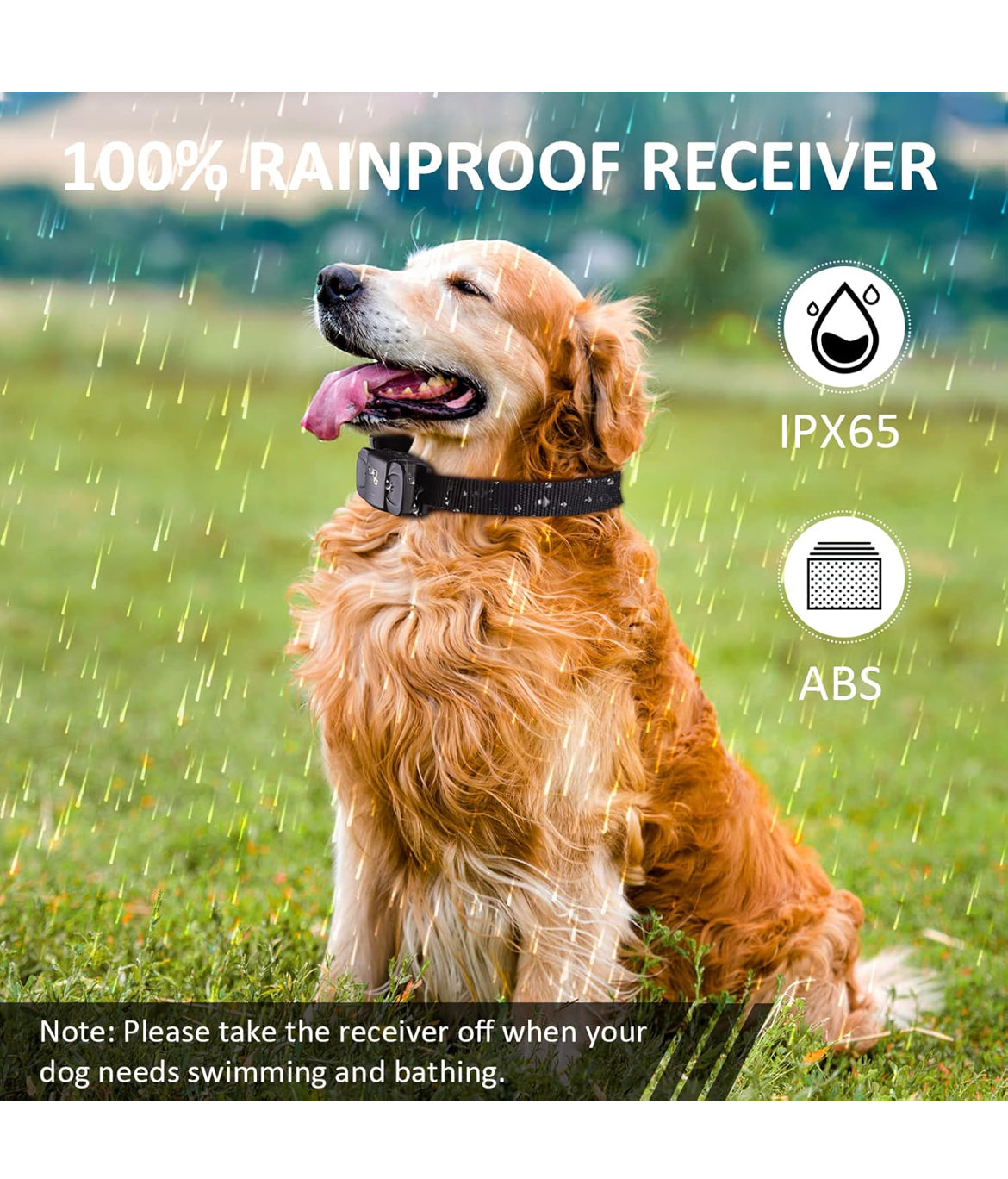 Dog Care Shock Collar Receiver for Medium Large Dog, Long Remote Range (Remote not included)