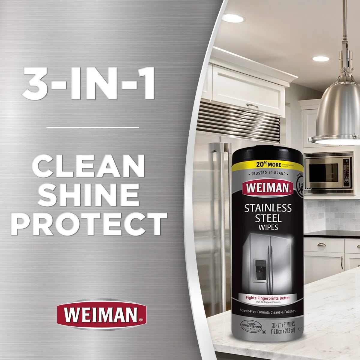 Weiman Fresh Clean Scent Stainless Steel Cleaner 30 Pk Wipes