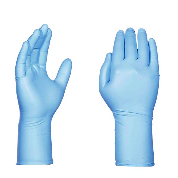 GloveWorks by AMMEX Blue Nitrile Exam Gloves, Powder-Free, Medium, Blue, 8 mil, 50/Box, 10 Boxes/Carton