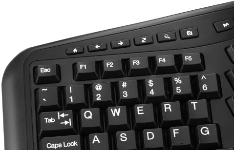 Adesso WKB-1500GB - Wireless Ergonomic Desktop Keyboard and Laser Mouse with Split Keys Design and Palm Rest for Comfort