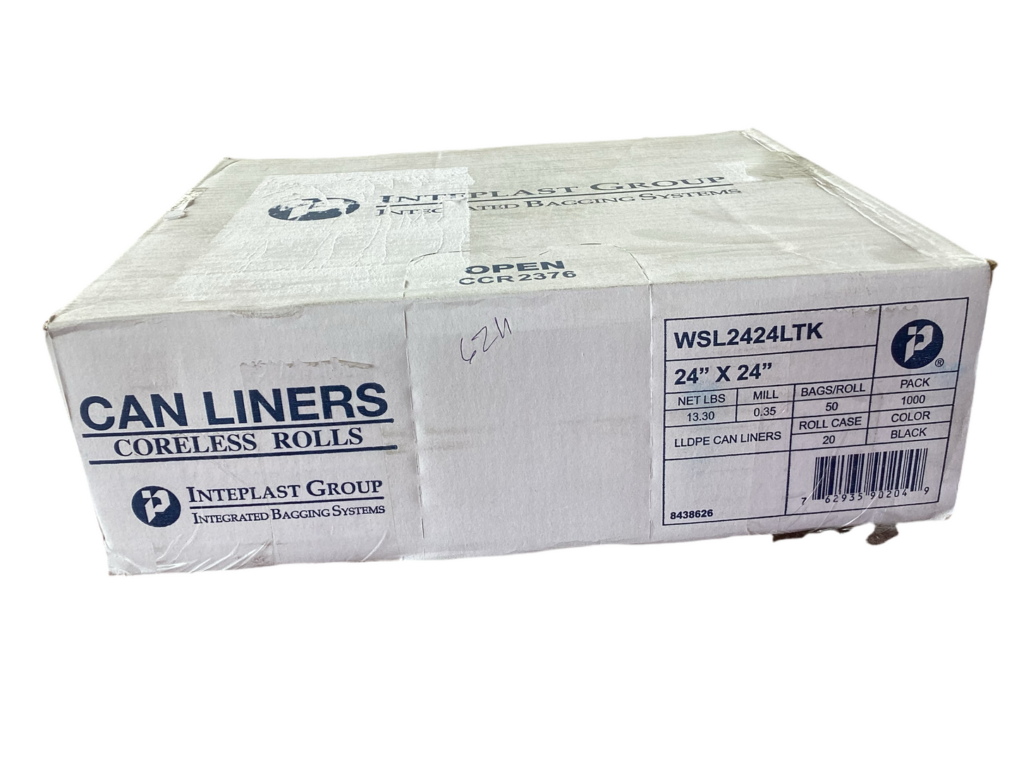 Interplast Group SL2424LTK Institutional Low Density Black Can Liners, 24x24, 7 - 10 gal, Case of 1000