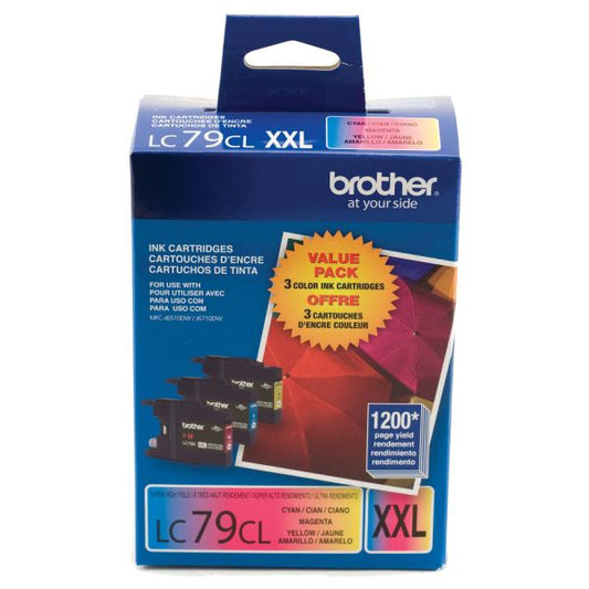 Brother LC79 Cyan, Magenta, Yellow Ink Cartridges, Pack Of 3, LC793PKS