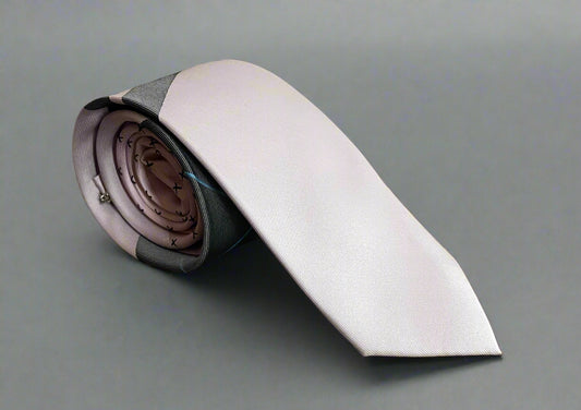 Gytha Mander Haberdashery Tie - Size: Tall / Color: Blush Pink, Dark Grey, Light Blue  / Pattern: satin, awning