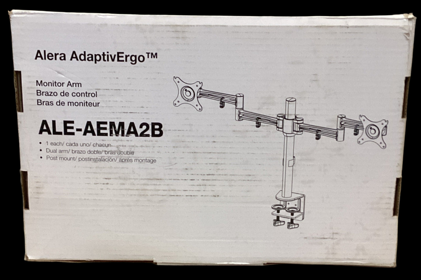Alera ALEAEMA2B AdaptivErgo 22 Lbs. Capacity Pole Mounted Dual Monitor Arm for 30-in. Monitors - Black