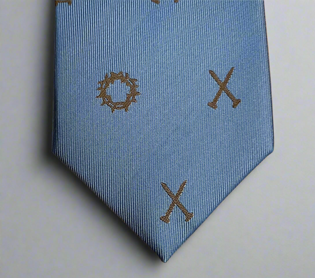Gytha Mander Haberdashery Tie - Size: Tall Color: Light Blue Pattern: Silk w/Customed Design