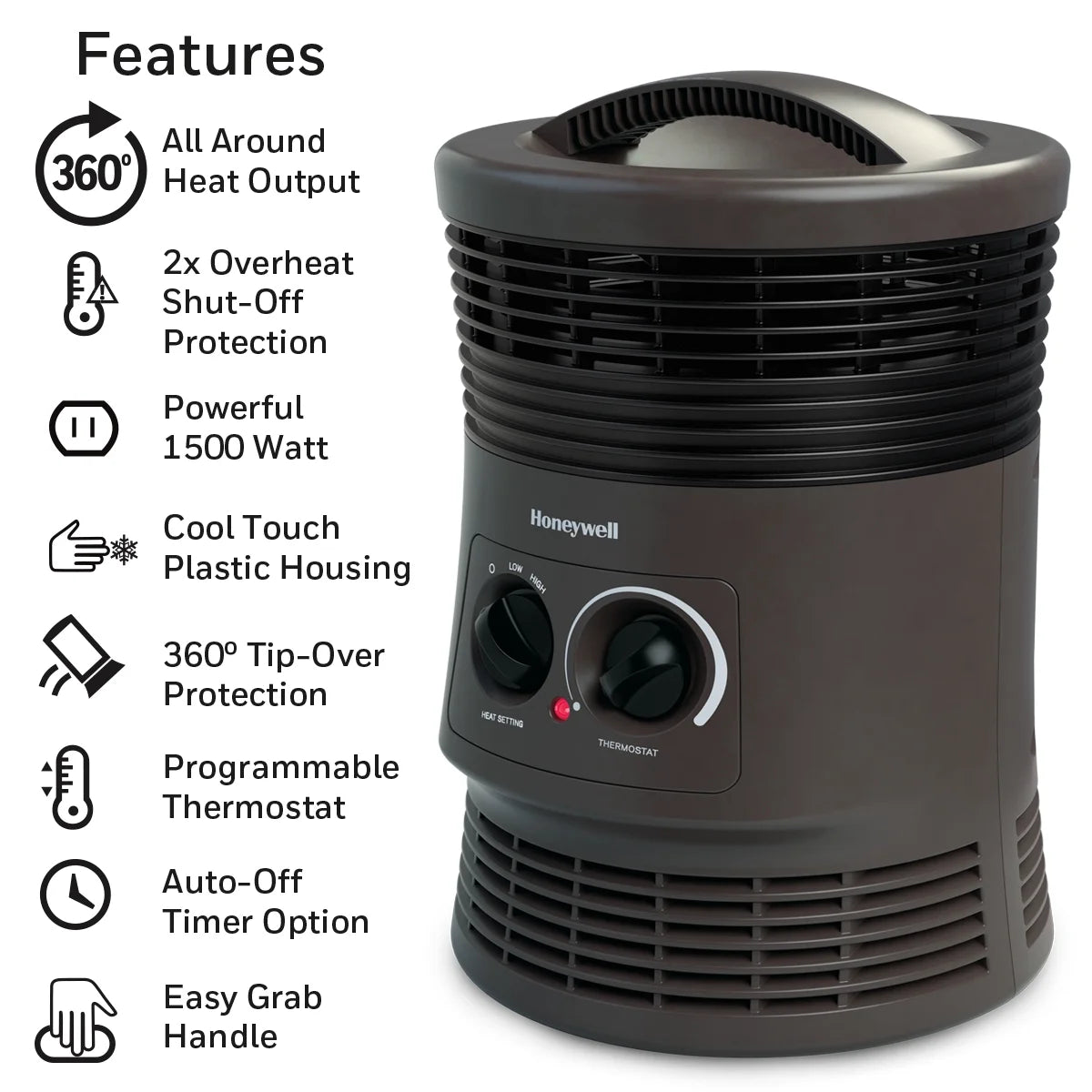 HWLHHF360V Resistant Coil Wire 360 Surround Fan Heater, Grey