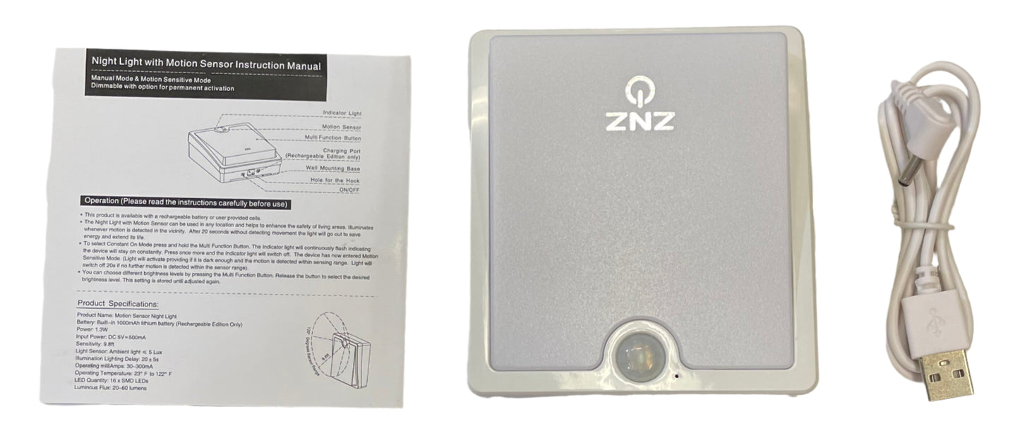 ZNZ Rechargeable Dimmable Sensor Night Light (2pk) (batteries not included)