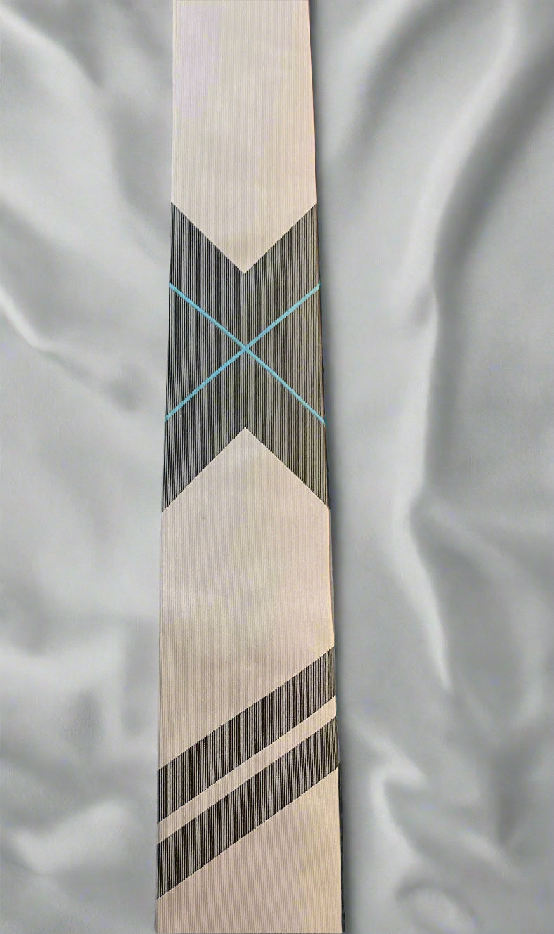 Gytha Mander Haberdashery Tie - Size: Tall / Color: Blush Pink, Dark Grey, Light Blue  / Pattern: satin, awning