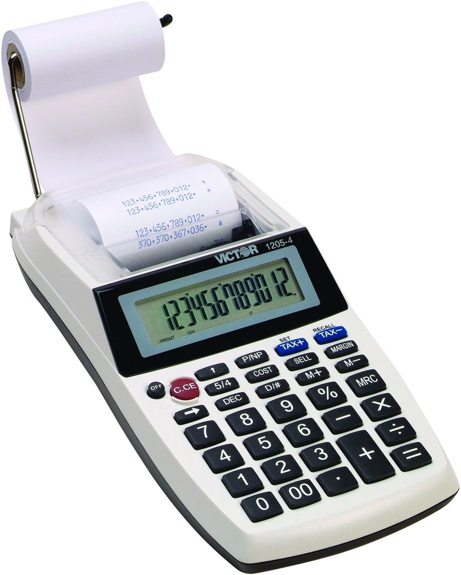 Victor 1205-4 12 Digit Portable Palm/Desktop Commercial Printing Calculator, 1.8" x 4" x 8"