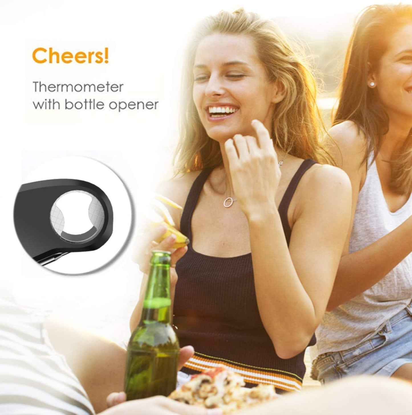 GERBAUX Digital Kitchen Thermometer - Body and Wireless Large Probe with a Bottle Opener and Backlit Dial