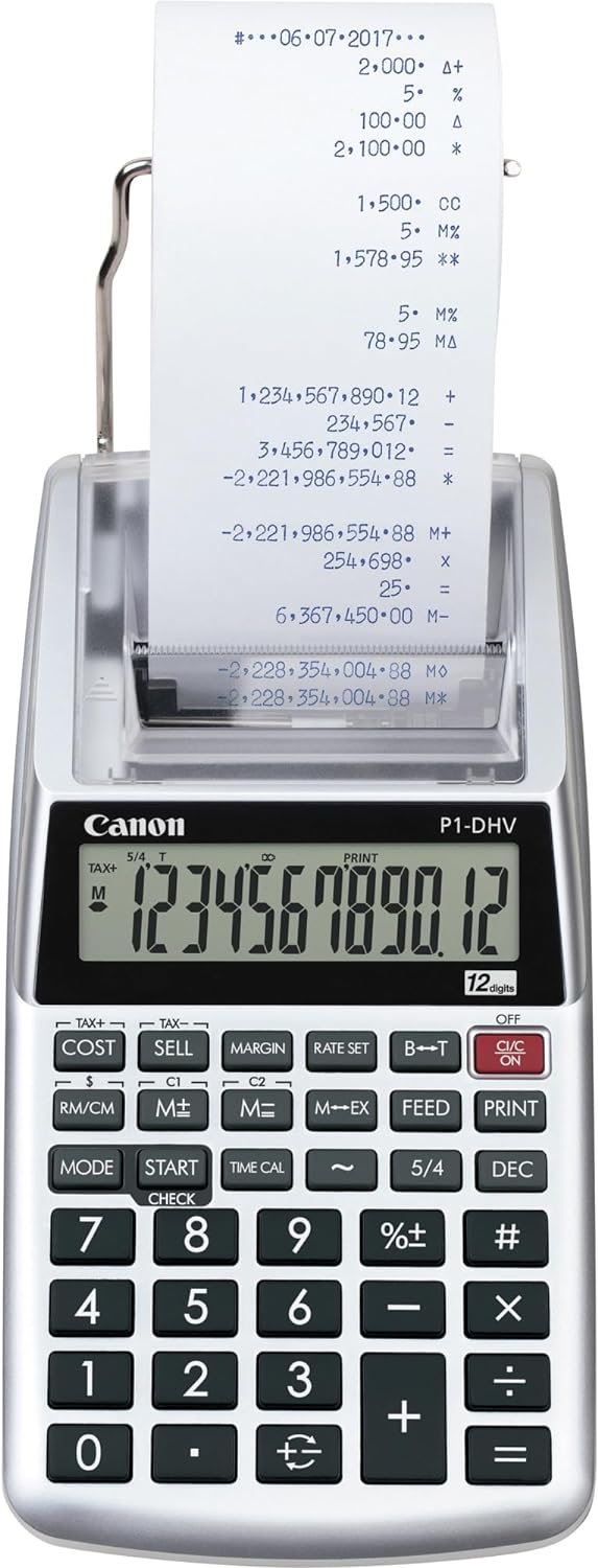 Canon P1-DHV-3 Printing Desktop Calculator, Sliver (2203C001)