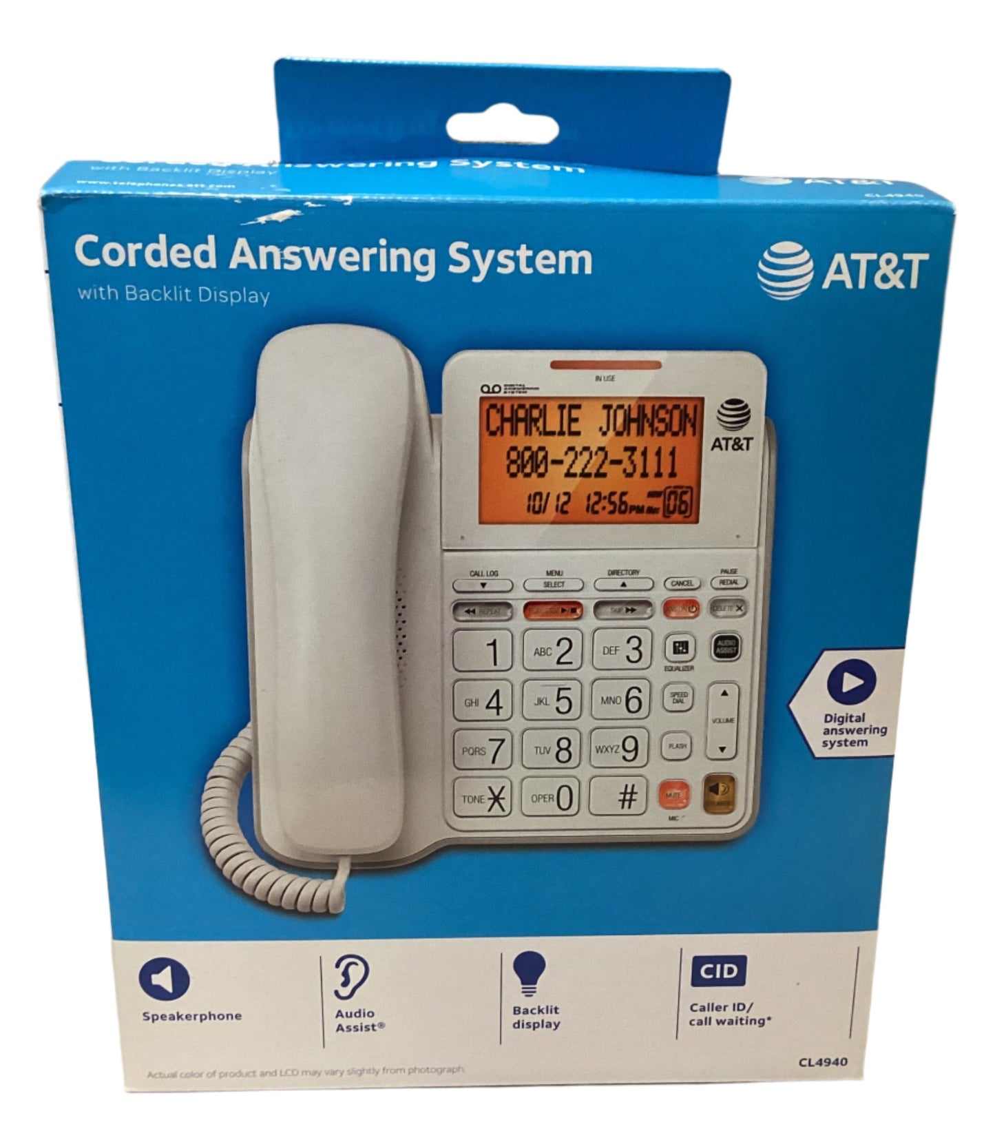 At&T - CL4940 Corded Phone with Digital Answering System - White