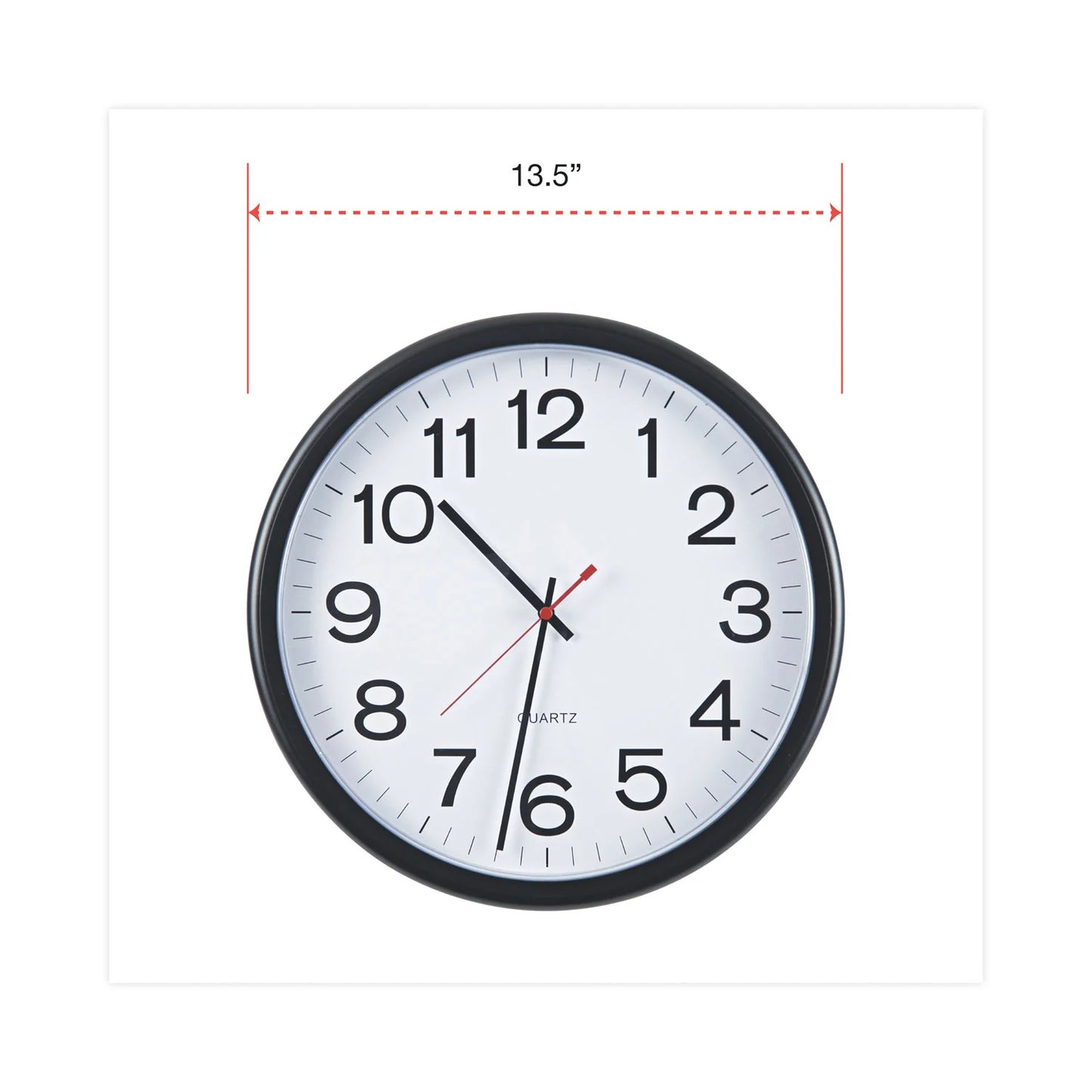 Universal Round Wall Clock, 12 5/8", Black UNV10431