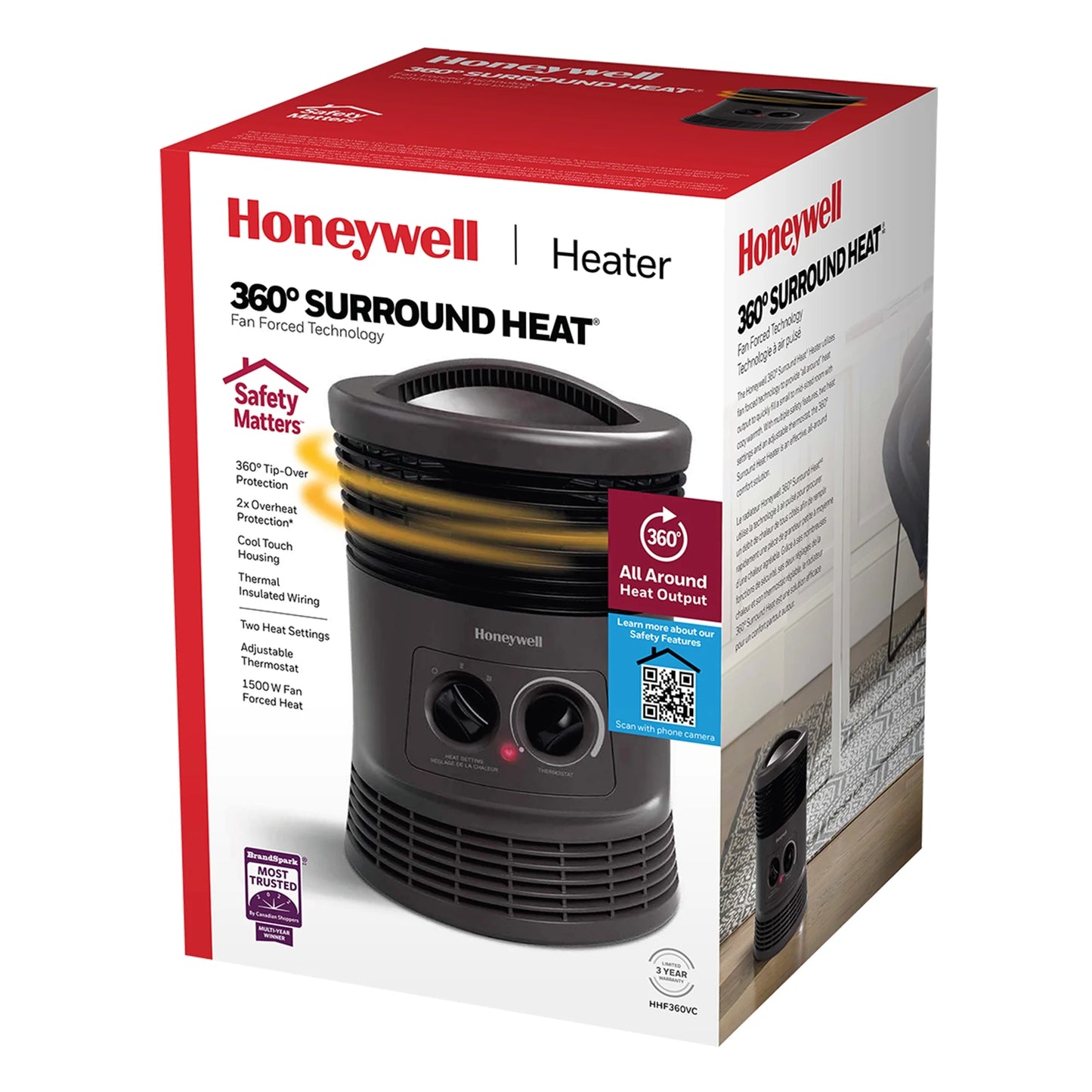 HWLHHF360V Resistant Coil Wire 360 Surround Fan Heater, Grey