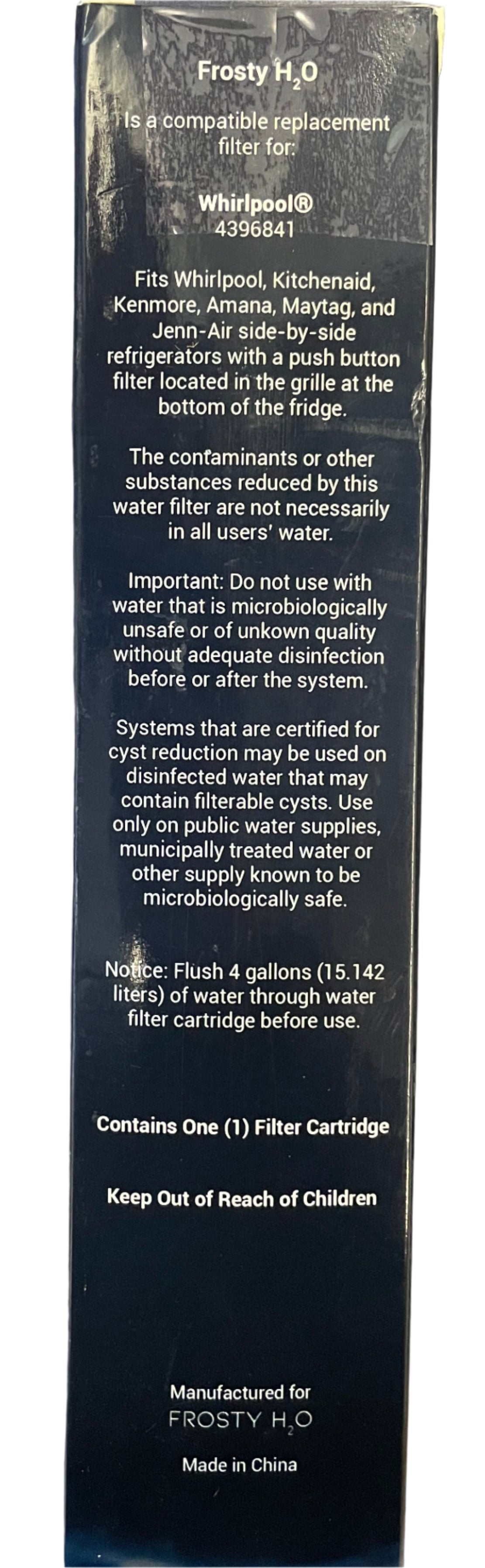 Frosty H2O Ice & Water Filter3 Kenmore Whirlpool (Replaces 4396841, 4396710, 46-9030) Model: EDR3RXD1