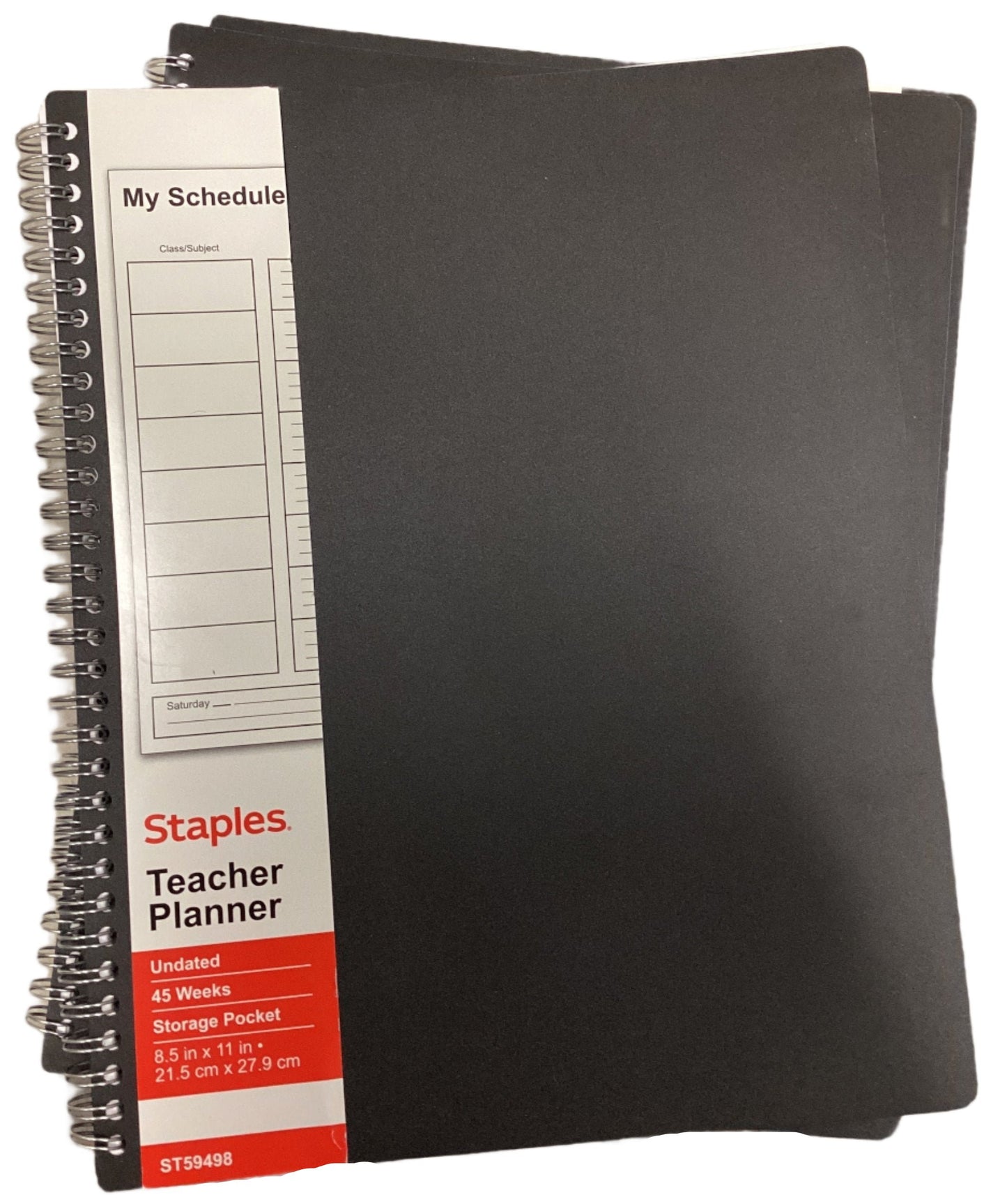 Staples 8.5 X 11 in. Weekly Teacher Planner with Two-Page Spread, Black