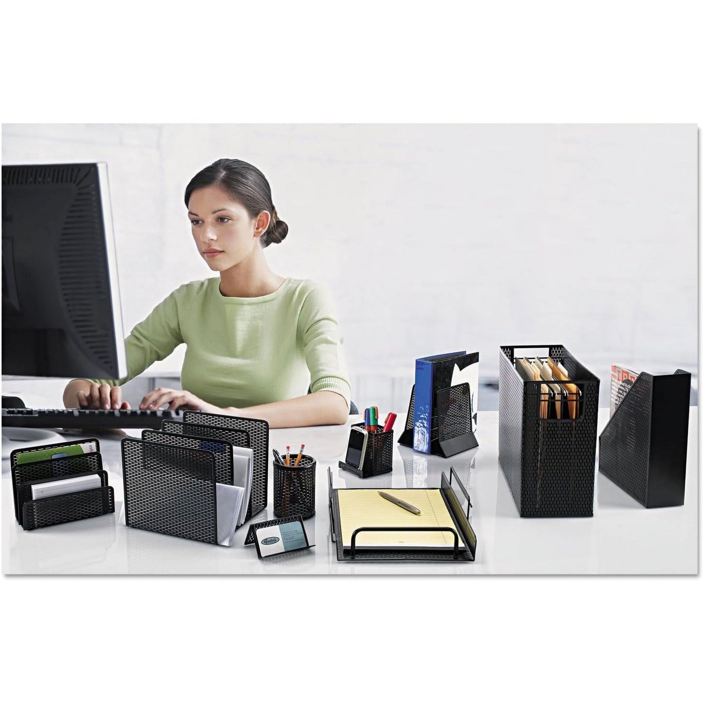 Artistic Urban Collection Punched Metal Desktop File 13 X 5 3/4 X 10 3/4 Black