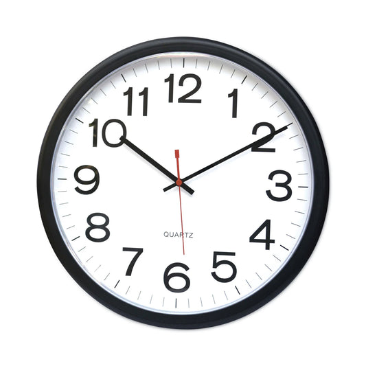 Universal Round Wall Clock, 12 5/8", Black UNV10431