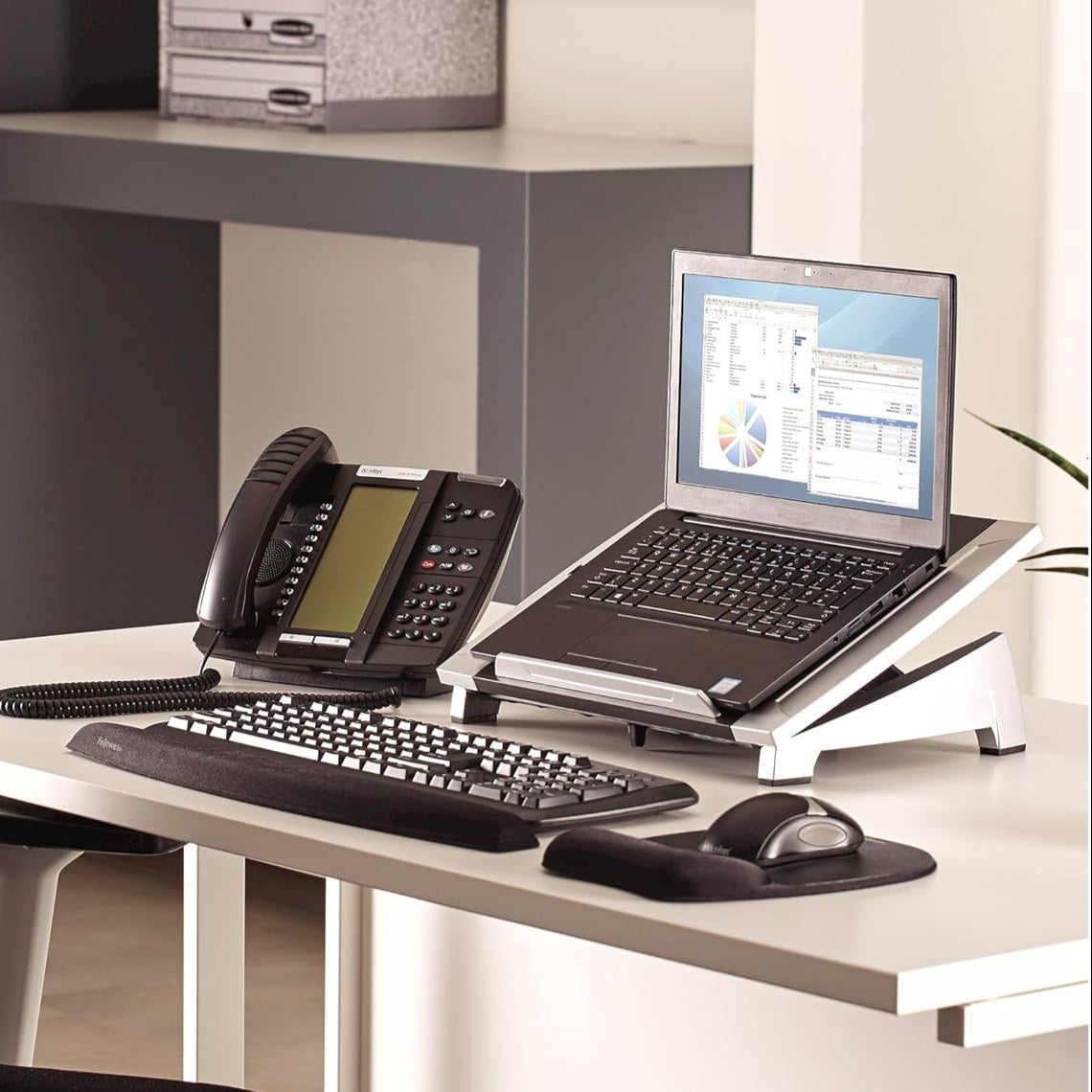 Fellowes Office Suites Laptop Riser with Adjustable Tilt, Black/Silver