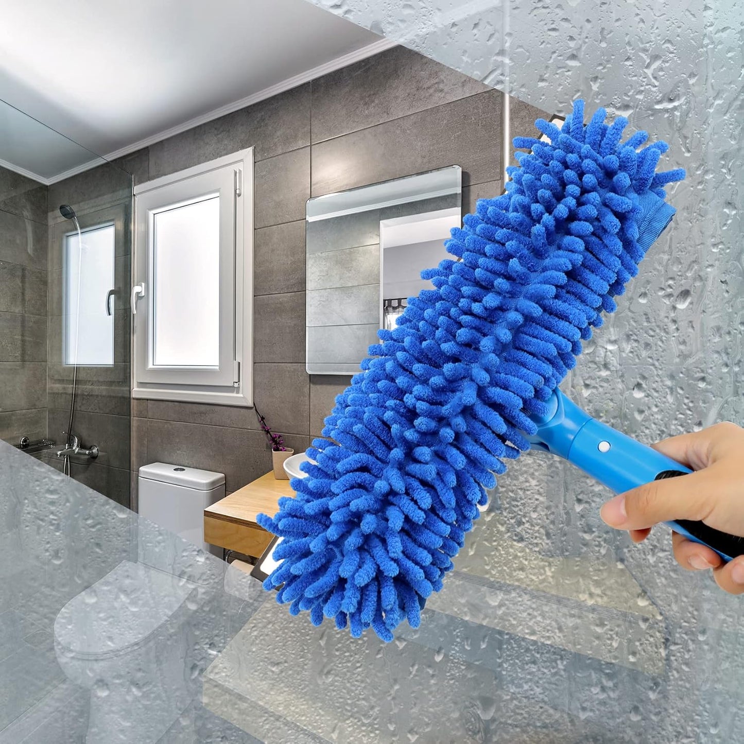 VITEVER Professional 69'' Window 2-in-1 Squeegee for Window Cleaning Kit with Scrubber and Rotating Head, 1 Blade 2 Scrubber