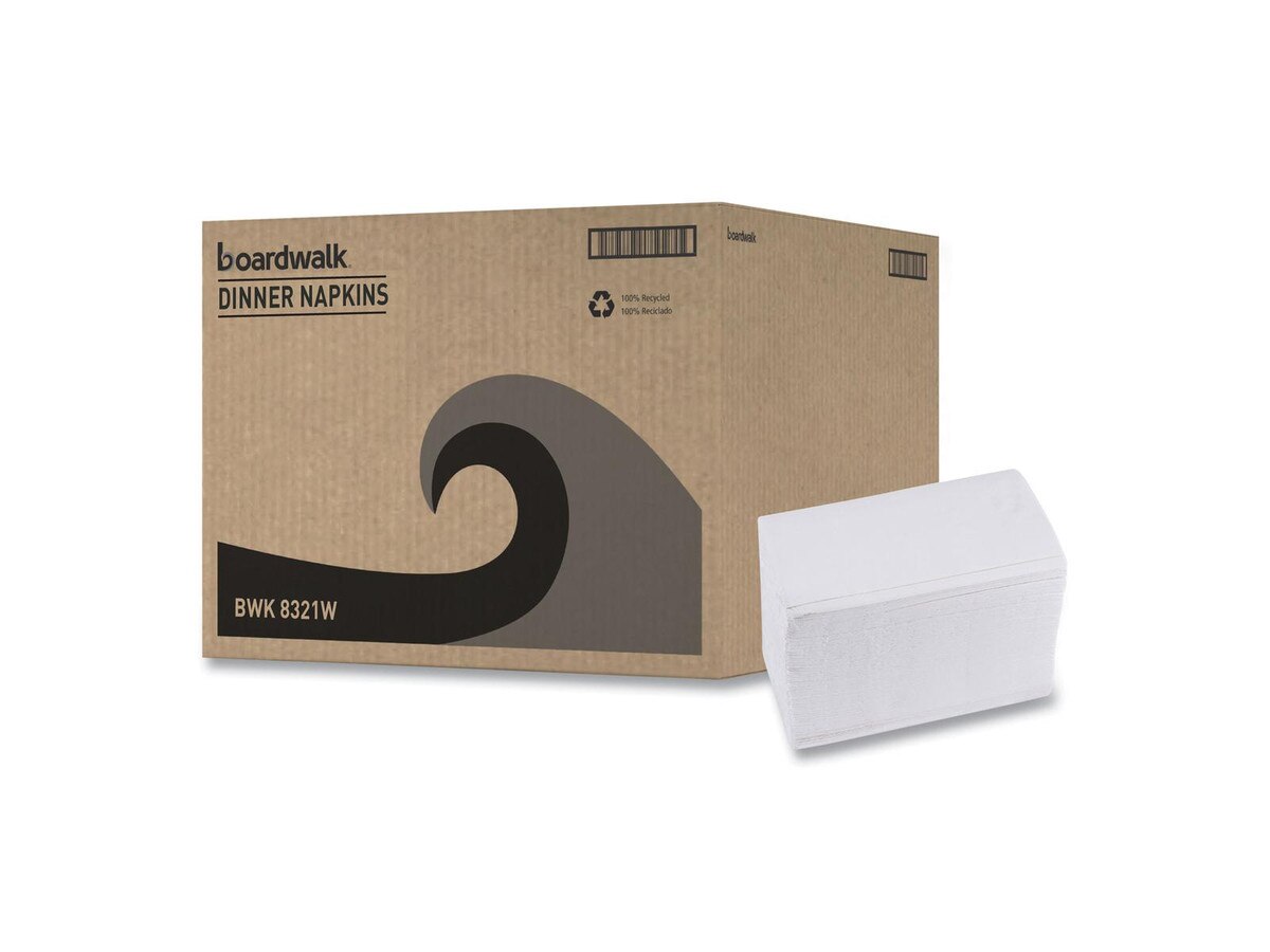 BOARDWALK 8321 1/8-Fold Dinner Napkins, 2-Ply, 15 X 17, White, 300/Pack, 10 Packs/Carton