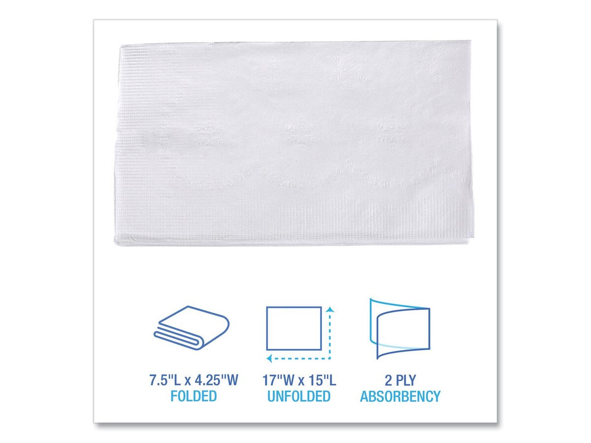 BOARDWALK 8321 1/8-Fold Dinner Napkins, 2-Ply, 15 X 17, White, 300/Pack, 10 Packs/Carton