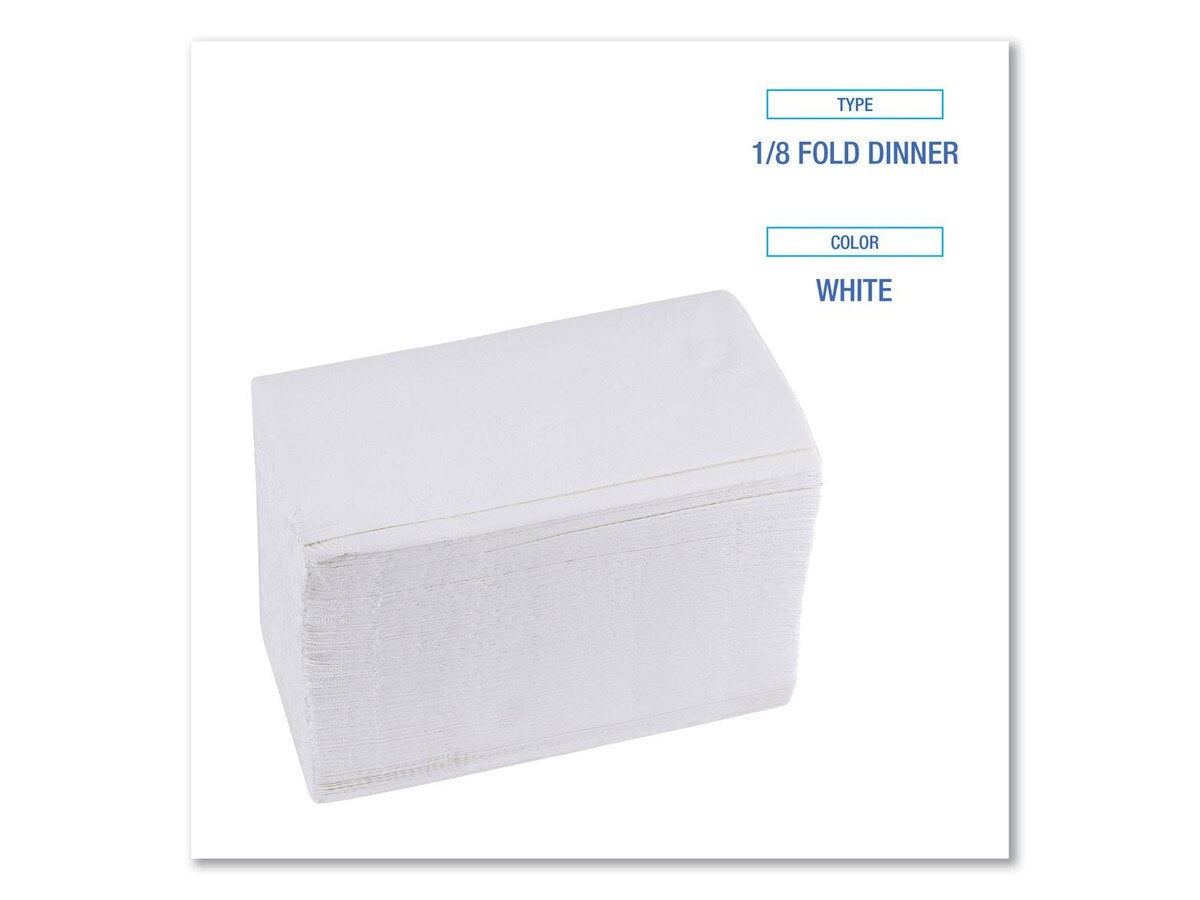BOARDWALK 8321 1/8-Fold Dinner Napkins, 2-Ply, 15 X 17, White, 300/Pack, 10 Packs/Carton