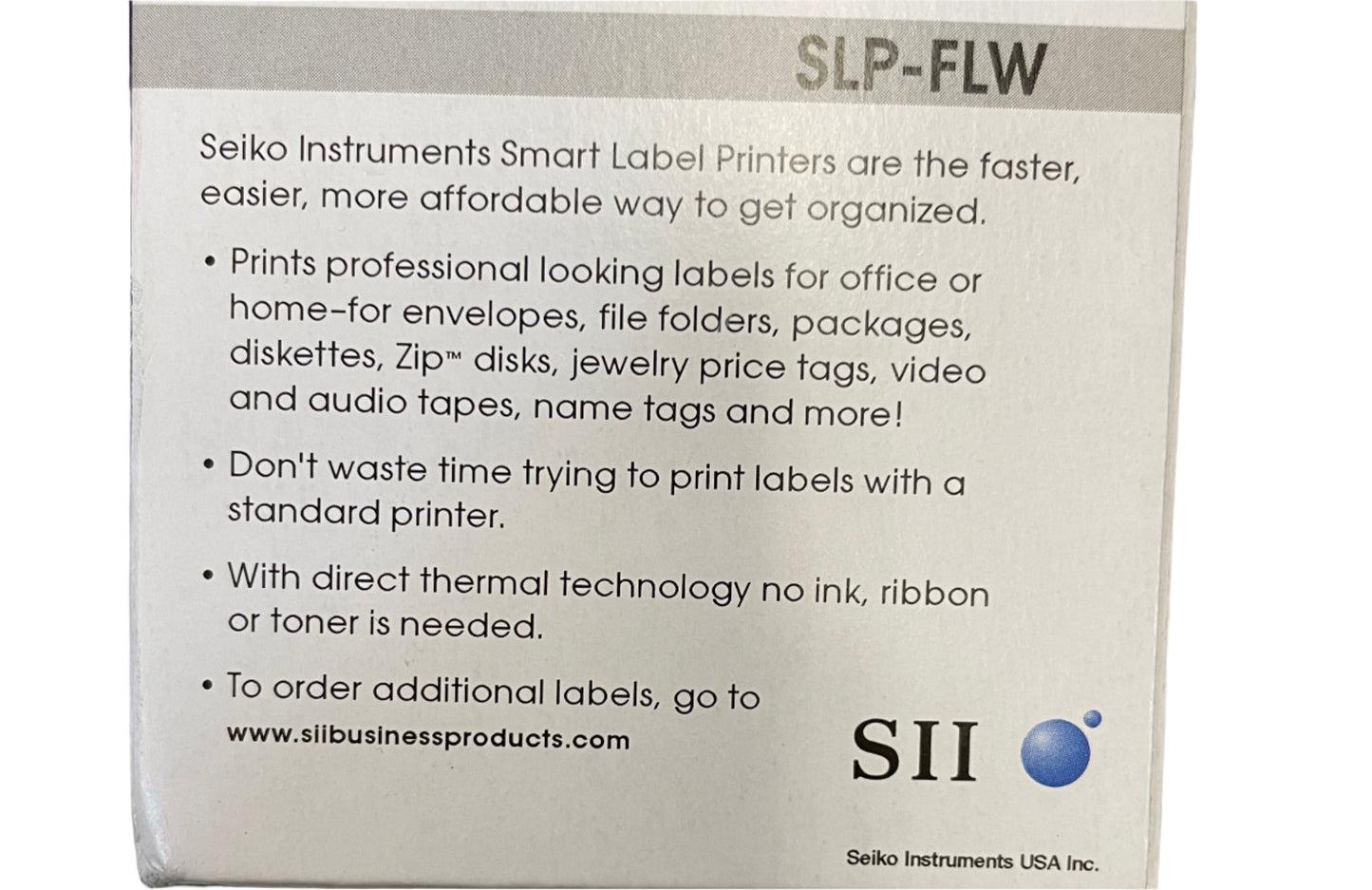 Seiko Instruments USA SLP-FLW Seiko Instruments White File Folder Labels for Smart Label Printers