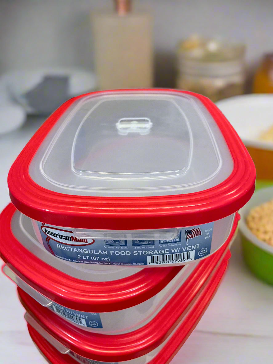 AmericanMaid Rectangular Food Storage w/ vent | 2 LT (67oz) | 4pk