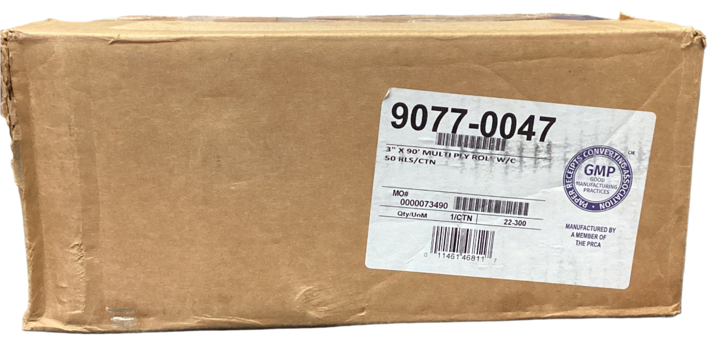 ICONEX 3" Carbonless POS Receipt Roll, 3" X 90', Case of 50 Rolls
