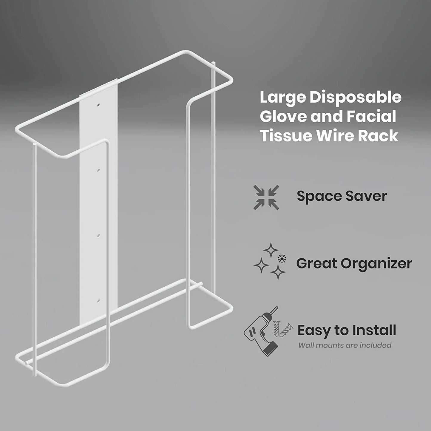 Large Disposable Glove and Facial Tissue Wire Rack- Box Holder