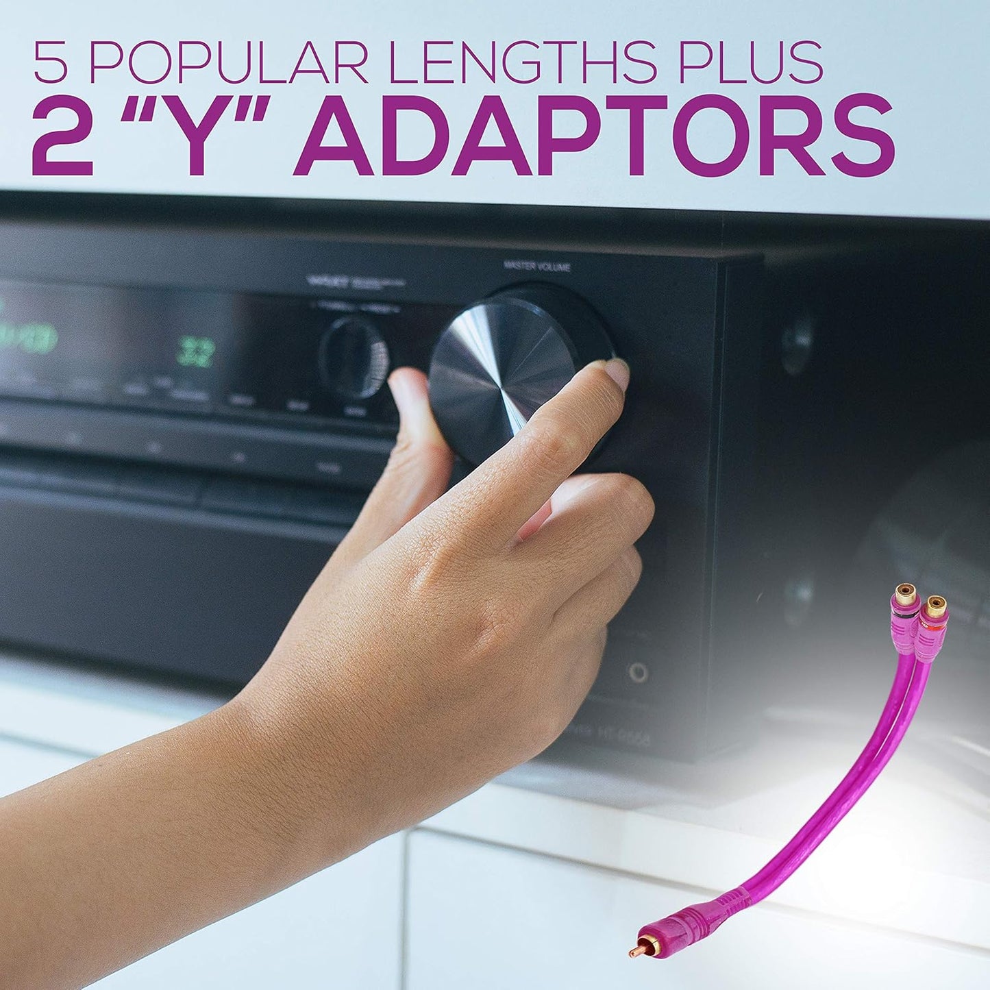 Sound Around 2-Female RCA Jack Stereo Cable - 3.5mm Stereo Mini Plug with Y Adapter (GXS2F)