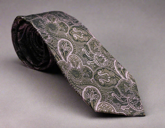 Gytha Mander Haberdashery Tie - Size: Tall / Color: Violet / Pattern: Silk w/Paisley