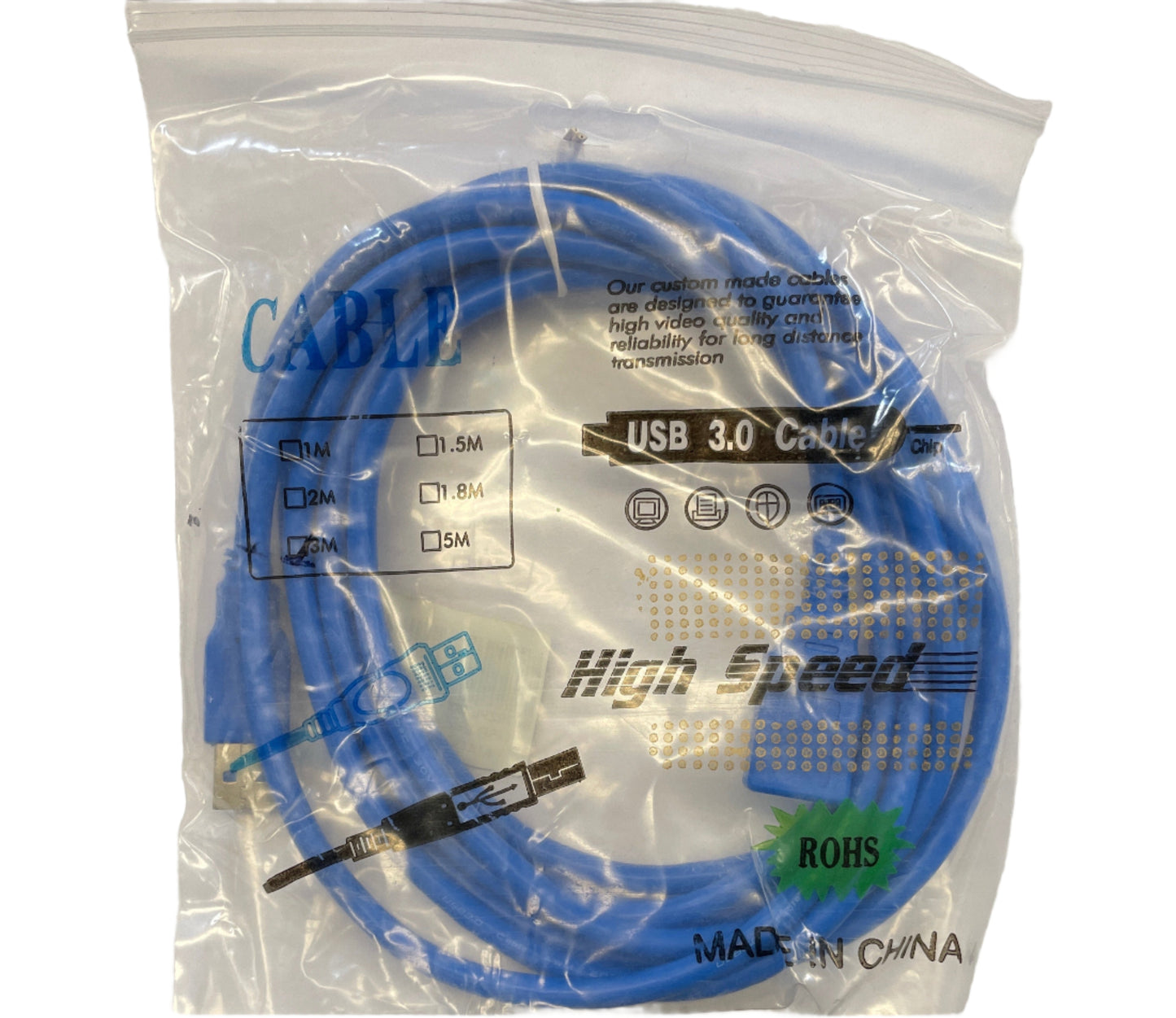 3M USB 3.0 MALE POWER DATA CABLE BLUE