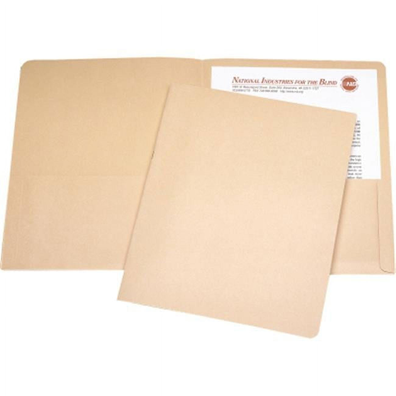 SKILCRAFT NSN5842492 Double Pocket Portfolio 25/Box Tan