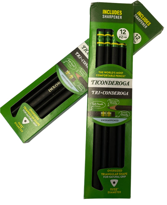 Dixon Tri-conderoga Pencil (#2), Black Lead, Black Barrel, (12pk)