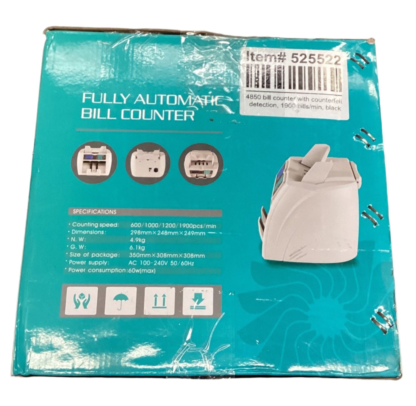 Controltek Bill Counter, 1,900 Bills/min, 10 X 13.6 X 11.6, White 525522