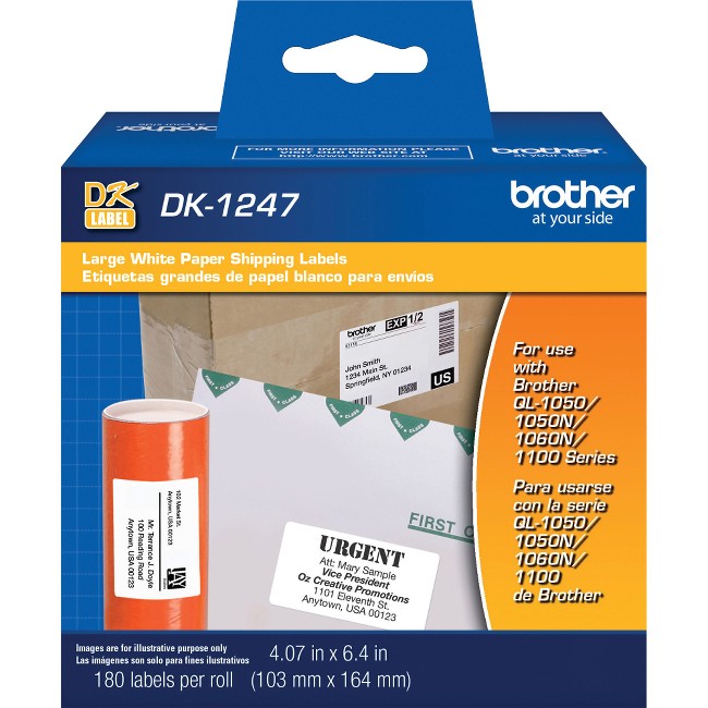 Brother Dk1247 4.07 X 6.4 in. Paper Label, White - All