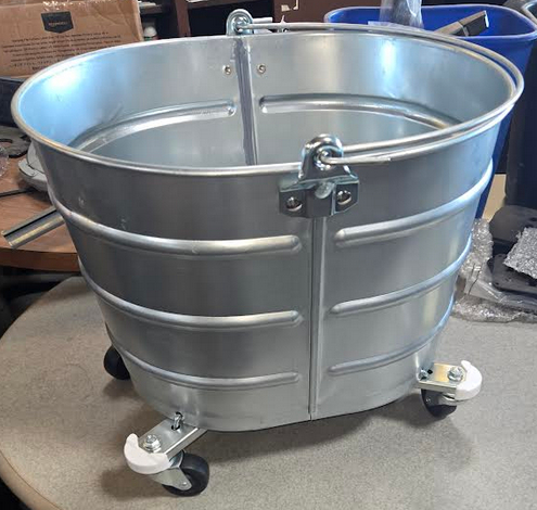 26‑Qt Galvanized Oval Mop Bucket w/ 2‑in Casters